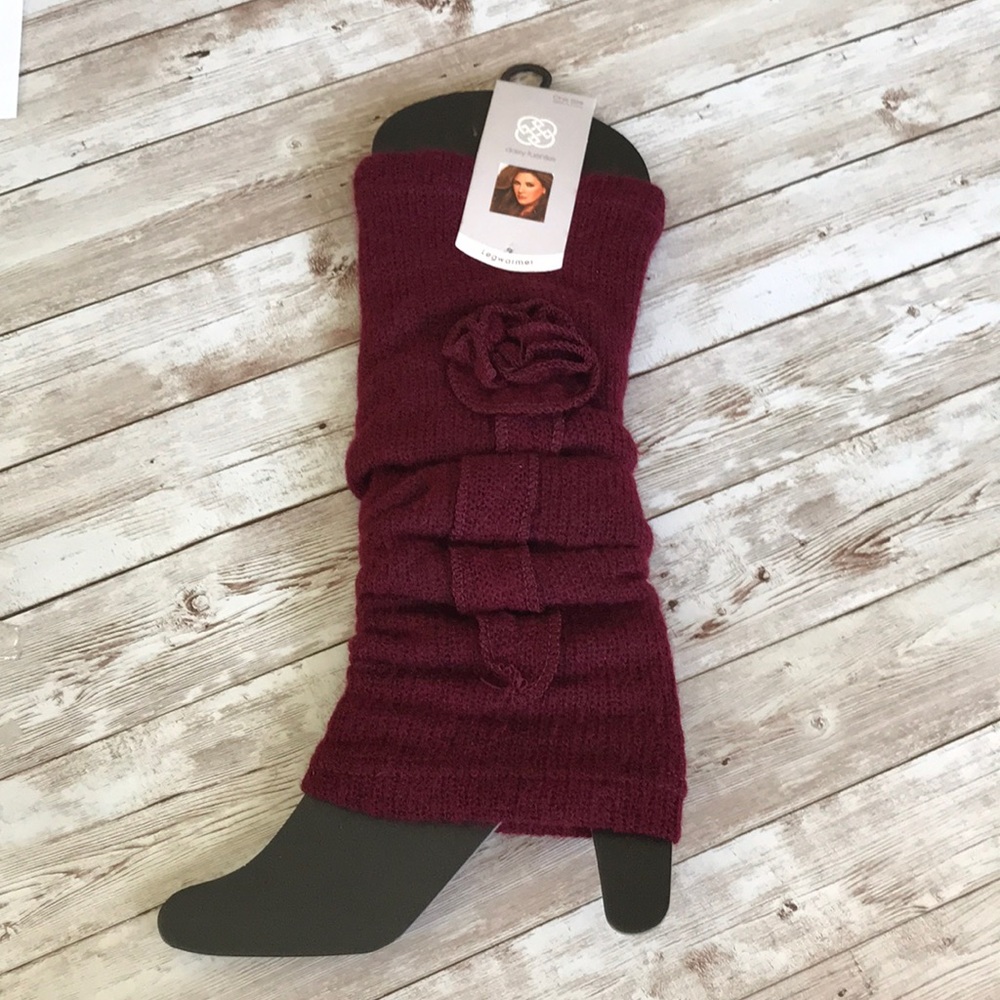 Daisy Fuentes Burgundy Rosette Legwarmers